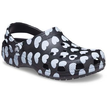 Crocs Classic Heart Print Klumpa Férfi Fekete Fehér | HU 0801XYUF